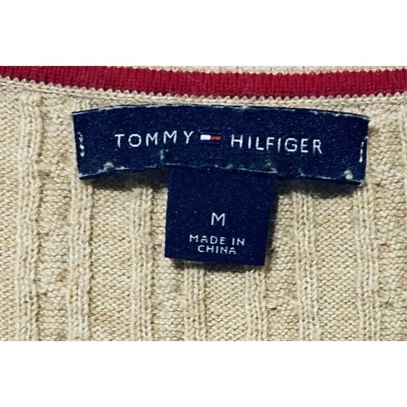 Tommy Hilfiger Womens Medium Tan Cable Knit Sweater Classic - Picture 4 of 6